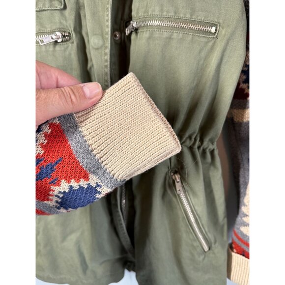 Thread & Supply Women Hooded Jacket Small Aztec Southwest Utility Olive Green - Picture 6 of 13